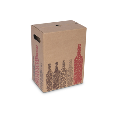 Flaschenverpackung mit Einlage & Grifflöcher für 6x 0.75l Flaschen mit Flaschenhöhe 300mm & Ø75mm