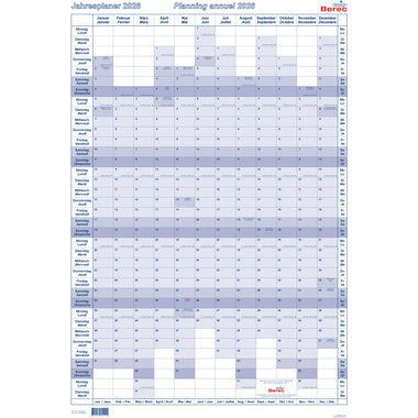 BEREC Jahresplan hoch 2026 B 5668/26 1A/1P blu 90x60cm