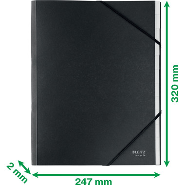 LEITZ Ordnungsmappe Recycle A4 3915-00-95 schwarz, Karton 12 Fächer