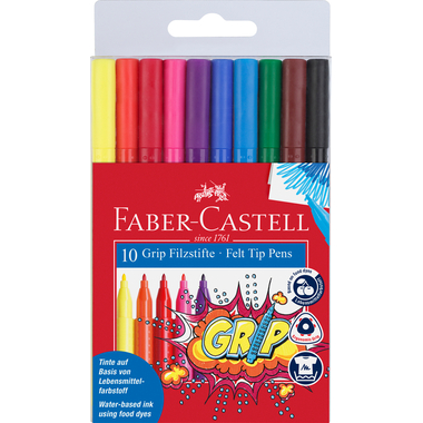 FABER-CASTELL Filzstifte Grip Colours 155310 Etui 10 Farben
