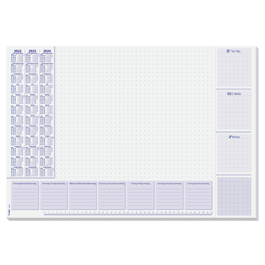 SIGEL Sous-main Lilac 3J. 59.5x41cm HO355 blanc, D/E/NL, Lu-Di 30flls.
