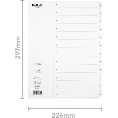 BIELLA Register Karton SmartIndex A4 46941201U bianco 1-12