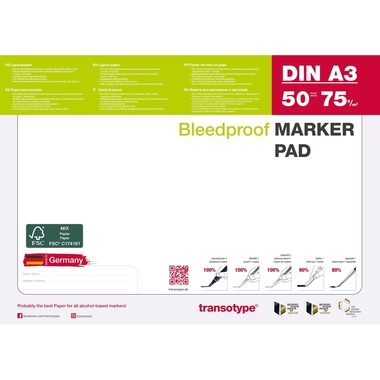 TRANSOTYPE Layoutpapier A3 25002 75g, weiss 50 Blatt