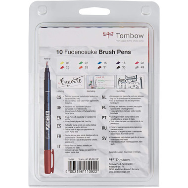 TOMBOW Kalligraphie Set WS-BH-10P Fudenosuke, 10 Farben