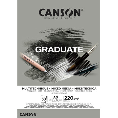 CANSON Graduate Mixed Media A3 400110372 20 Blatt, grau, 220g