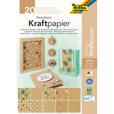 FOLIA Motivblock 48798 Kraftpapier, Kraftkarton