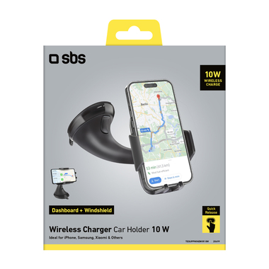 Support auto sans fil 10W pour tableau de bord ou pare-brise