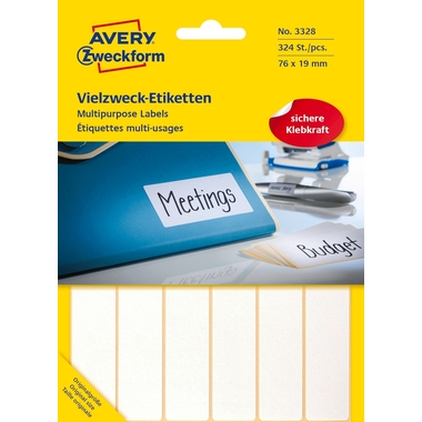 AVERY ZWECKFORM Étiquettes univers. 76x19mm 3328 blanc 324pcs./27fl.