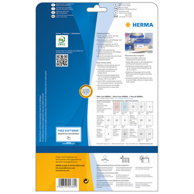 HERMA Tiefkühletiketten 66x33.8mm 4389 weiss,perm. 600 St./25 Bl.
