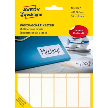 AVERY ZWECKFORM Universal-Etiketten 50x19mm 3327 weiss 486 St./27 Bl.