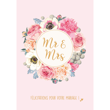 ABC Hochzeitskarte FR A4 53380 Blumenkranz