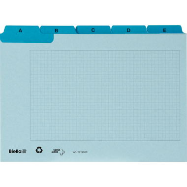 BIELLA Kartei-Leitkarten A-Z A5 21952505U blau kariert 25-teilig