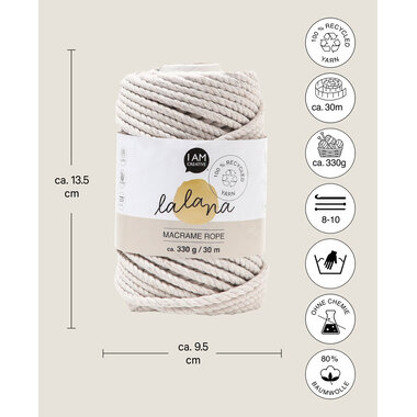 I AM CREATIVE Macrame Rope 6205.29 stone 5mm, 330g