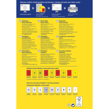 AVERY ZWECKFORM Étiquettes 210x297mm L6005-25 rouge,non-perm. 25pcs./25fl.