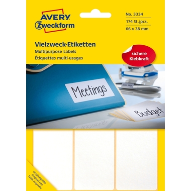 AVERY ZWECKFORM Étiquettes univers. 66x38mm 3334 blanc 174pcs./29fl.