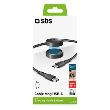 Anti-tangle USB-C to USB-C cable with magnetic holder