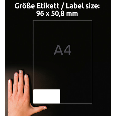 AVERY ZWECKFORM Universal-Etikett. 96x50,8mm L4744REV-25 weiss 300 Stk./25 + 5 Blatt