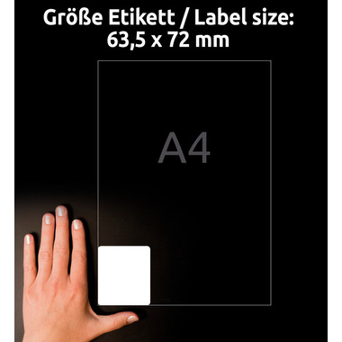 AVERY ZWECKFORM Etichette p.indirizo 63,5x72mm 7164-100 bianco 1200 pz./100 fogli