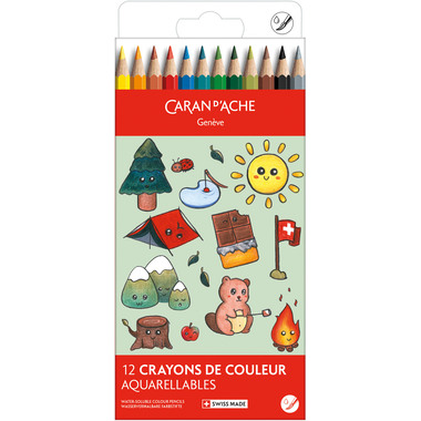 CARAN D'ACHE Farbstifte Swisscolor 1285.804 Kawaii Swiss Mountain 12 Stk.
