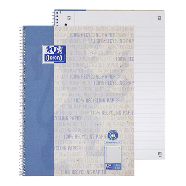 OXFORD Collegeblock Recycling A4 400159370 blau, liniert 80 Blatt