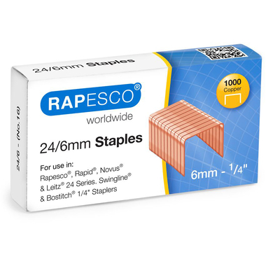 RAPESCO Heftklammern 24/6mm S24600Z3 1000 Stück Kupfer