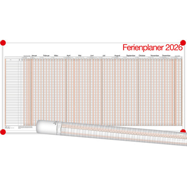 BÜHNER Ferienplaner DE 2026 UP12-CH-R-FS für 49 Mitarbeiter 99x49cm