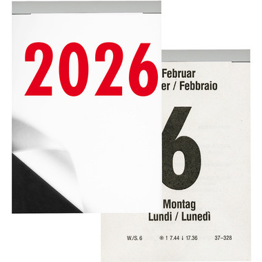 BIELLA Calendrier bloc Nr.5 2026 889005000026U 1A/1P noir/rouge ML 9.8x14.2cm