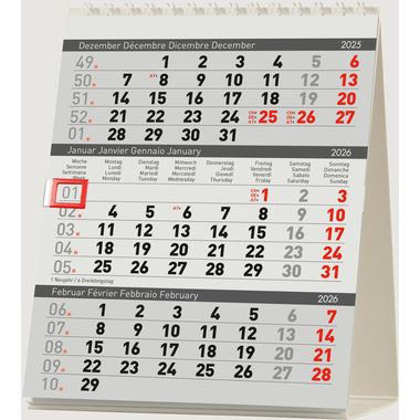 BIELLA Pultkalender Desktop 2026 887020000026U 3M/1S Delta weiss 12.5x15.5cm