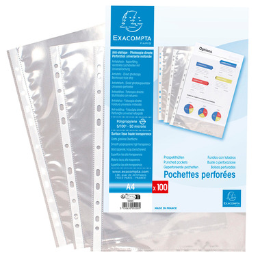 EXACOMPTA Zeigetaschen PP 60my A4 5200E transparent 100 Stück