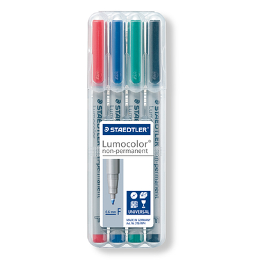 STAEDTLER Lumocolor non-perm. F 316 WP4 4 Farben ass.