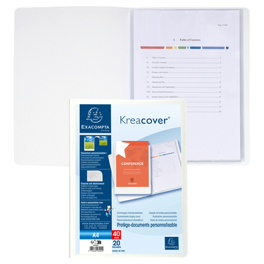EXACOMPTA Livre présentation KC A4 58209E blanc 20 pochettes