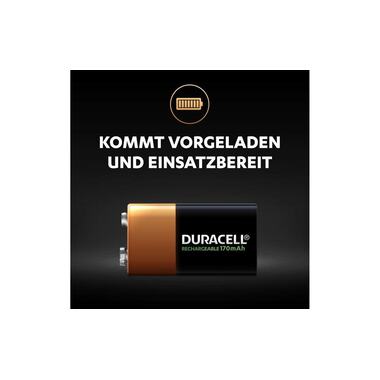 Duracell Batteria Ricaricabile NiMH 9V E-Block 170 mAh, 1 pezzo