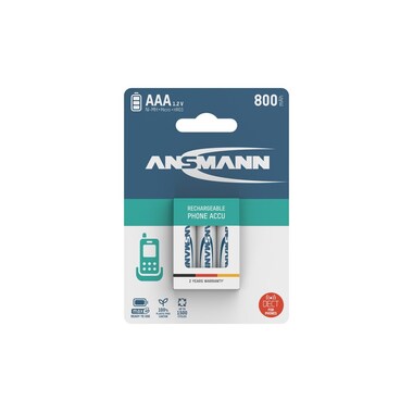 Ansmann Akku Phone NiMH AAA per telefoni DECT 800 mAh, 3 pezzi
