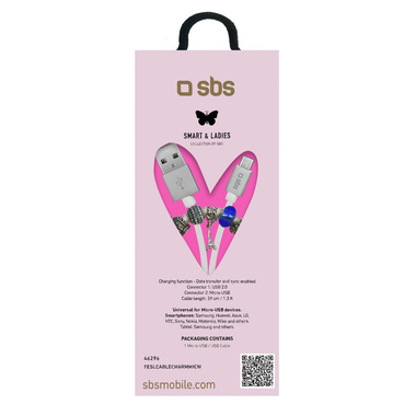 Cavo dati e ricarica Micro USB con ciondoli charm