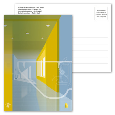 Cartolina illustrata «Invenzioni svizzere - Anitra WC» Cartolina illustrata non affrancata A6 «Invenzioni svizzere - Anitra WC»
