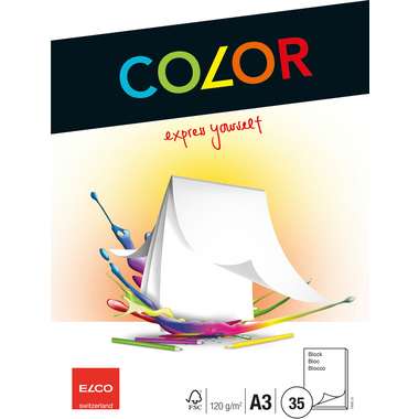 ELCO Papier à dessin A3 74645.10 120g, blanc 35 feuilles