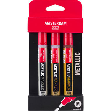 AMSTERDAM Acrylmarker Metallic 4mm 17519004 assortiert 3 Stück