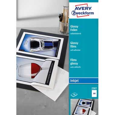 AVERY ZWECKFORM Glossy-Folie selbstklebend A4 2507 0,2mm Inkjet 50 Blatt