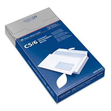 METTLER Envelope fenêtre droit C5/6 7064-80-S50 80g,blanc,colle 50 pcs.