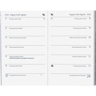 BIELLA Taschenagenda Pratique 2026 824370050026U 1W/1S blau ML 8.7x13.6cm