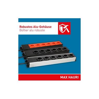 Max Hauri Steckdosenleiste Power Line 8x Typ 13 Grau/Schwarz