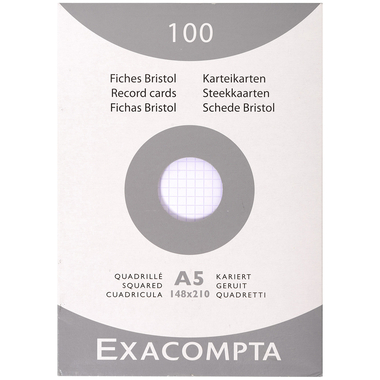 EXACOMPTA Karteikarten kariert 5mm A5 13208E weiss 100 Stück