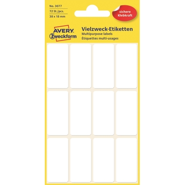 AVERY ZWECKFORM Etiketten 38×18mm 3077 weiss 72 Stück