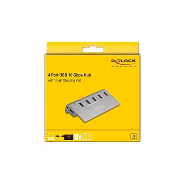 Delock USB-Hub 64182 USB 10 Gbps - 4x USB-A / 1x Porta di ricarica rapida