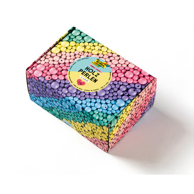 FOLIA Perline di legno Pastel 1000g 22993 Jumbo Pack, 1-1.8cm