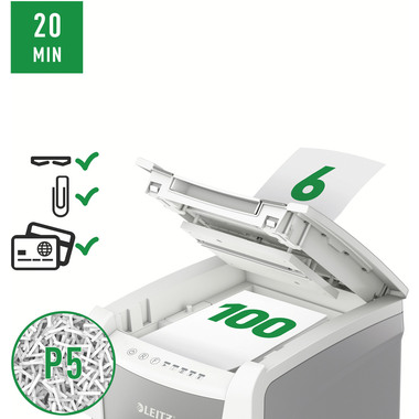 LEITZ Aktenvernichter IQ AF 8012-20-00 Small Office 100, P-5, 34lt