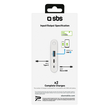 Powerbank à charge rapide avec Type C input