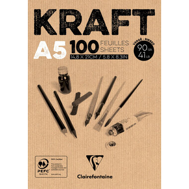 CLAIREFONTAINE Block geleimt A5 96544C Braun 100 Blatt