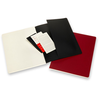 MOLESKINE Notizheft Karton A4 602510 liniert,BK/cranb.,120S. 2 Stk.