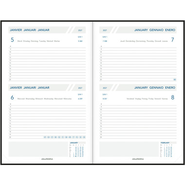 AURORA Agenda Balacron Folio 2027 FA111Z 2G/1P nero ML 14x21cm